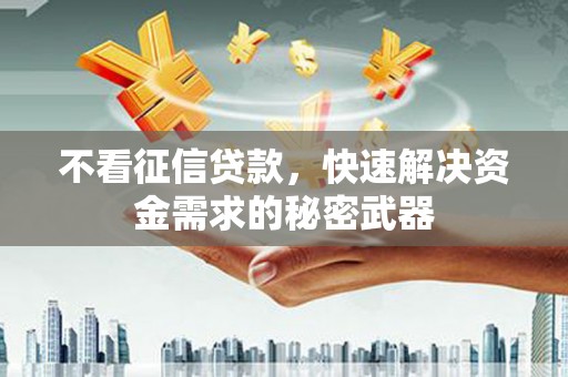 和美不看征信贷款，快速解决资金需求的秘密武器