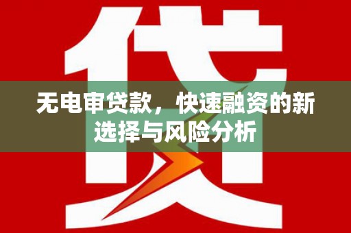 和美无电审贷款，快速融资的新选择与风险分析