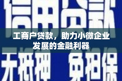 和美工商户贷款，助力小微企业发展的金融利器