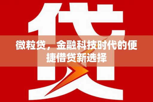 和美微粒贷，金融科技时代的便捷借贷新选择